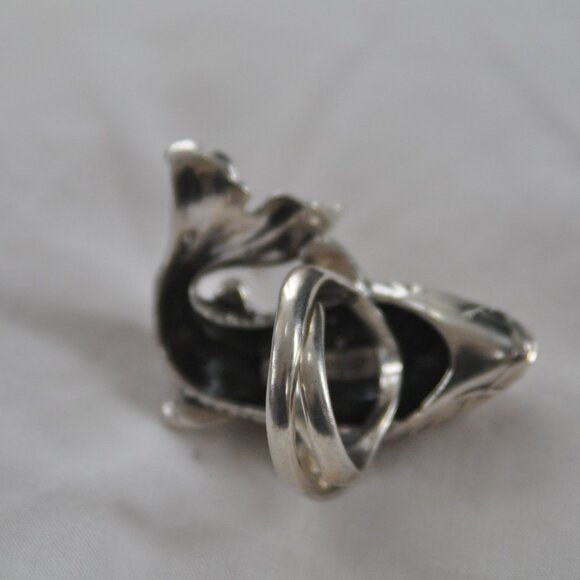 Huge Sterling Silver Koi Fish Statement Ring - Picture 4 of 5